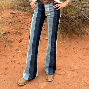 Scully Patchwork Striped Flared Jeans Woman Size 12